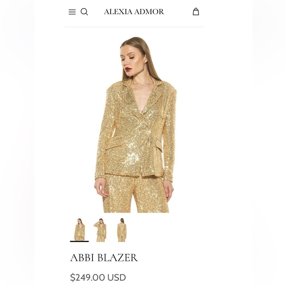 Alexia Admor Size 6 Abbie Blazer Gold Sequins - Picture 7 of 11